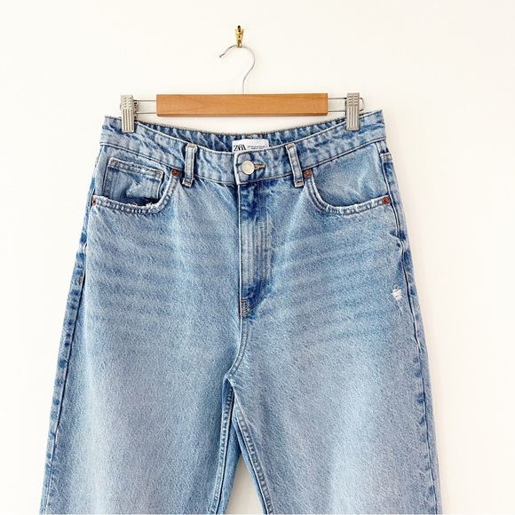 Zara Blue High waisted Wide Leg Jeans Size 8 - Picture 2 of 12